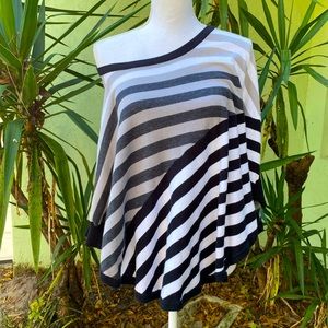 Color blocked striped poncho shirt